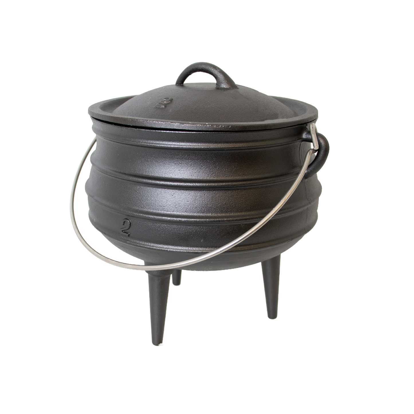 Handcrafted cast iron campfire kettle with round body and three legs, featuring a sturdy lid and metal bail handle, designed for outdoor cooking in Farm, Garden & Tool, Camping, Best Sellers, and Promo Eligible collections.