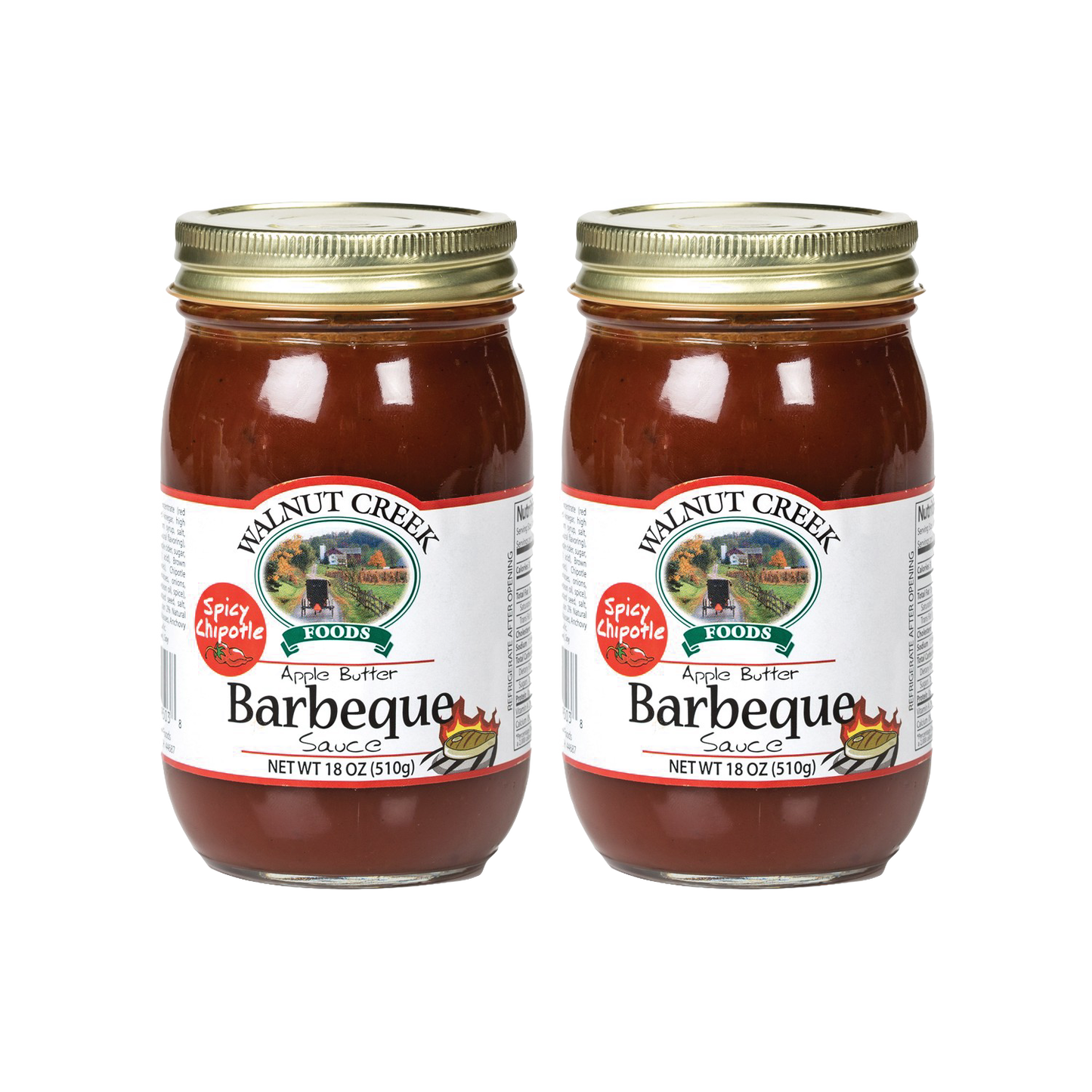 Pair of handcrafted Spicy Chipotle apple butter barbeque sauce jars, made in USA, ideal for Farm, Garden & Tool, Kitchen & Food, Apple Harvest Supplies, Food, Pantry, Best Sellers, and Promo Eligible collections.