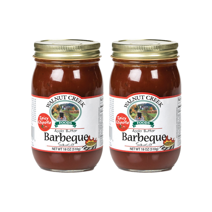 Pair of handcrafted Spicy Chipotle apple butter barbeque sauce jars, made in USA, ideal for Farm, Garden & Tool, Kitchen & Food, Apple Harvest Supplies, Food, Pantry, Best Sellers, and Promo Eligible collections.