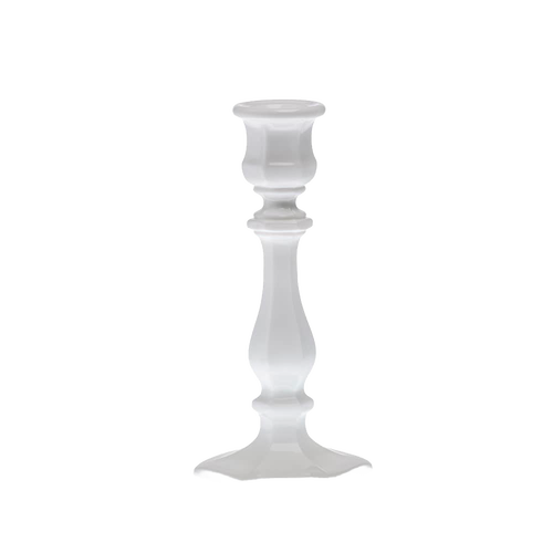 Handcrafted glass taper candle holder in milk glass with vintage-inspired design, made in USA, perfect for Home & Decor, Lamps & Lighting, and Candleholders collections.
