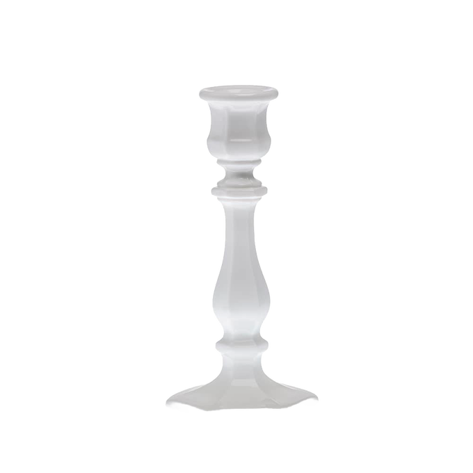 Handcrafted glass taper candle holder in milk glass with vintage-inspired design, made in USA, perfect for Home & Decor, Lamps & Lighting, and Candleholders collections.