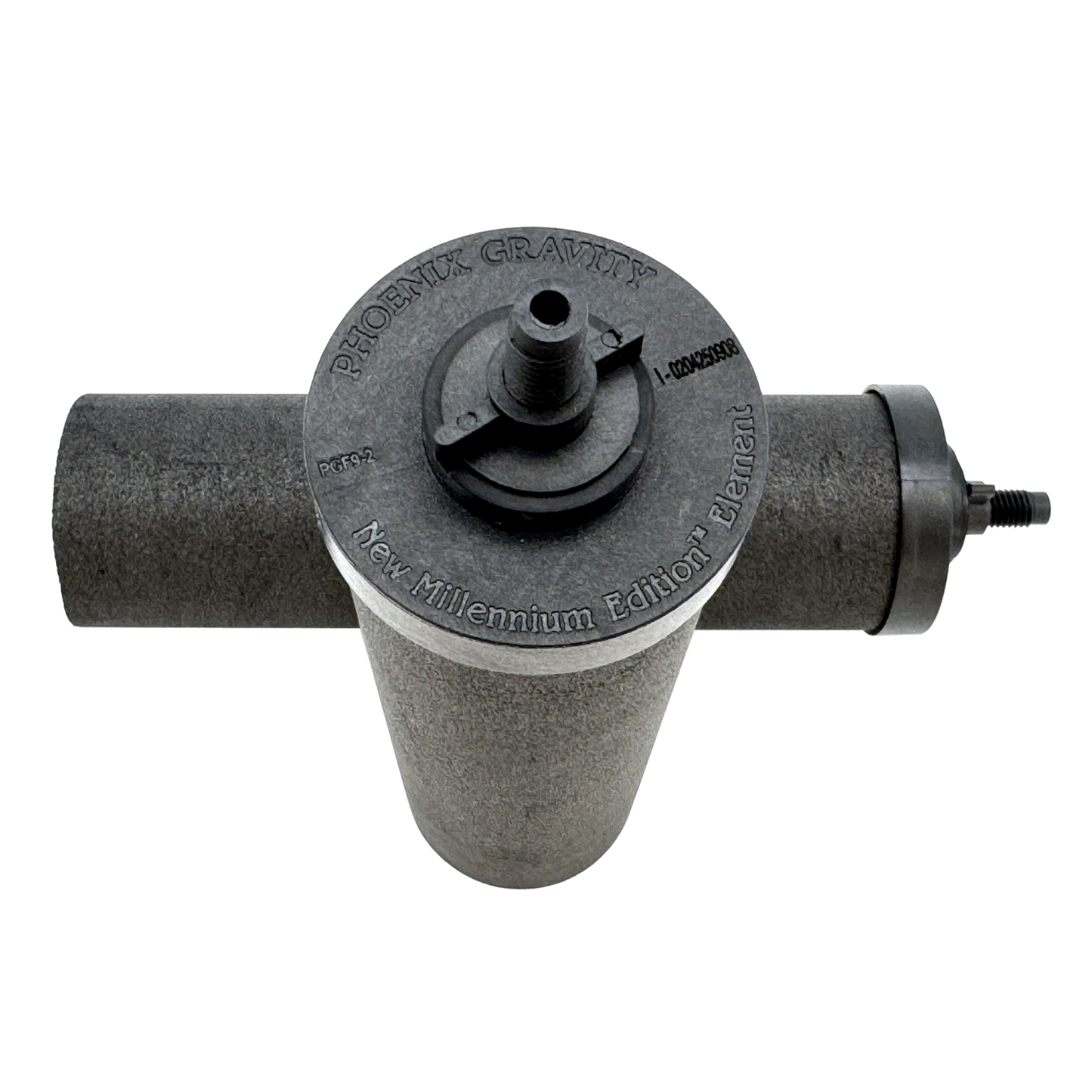 Close-up of a black synthetic gravity water filter element with embossed markings, designed for Appliances, Water Heating and Treatment, Berkey Water Filters, Best Sellers, and Promo Eligible collections.
