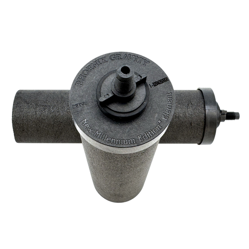 Close-up of a black synthetic gravity water filter element with embossed markings, designed for Appliances, Water Heating and Treatment, Berkey Water Filters, Best Sellers, and Promo Eligible collections.