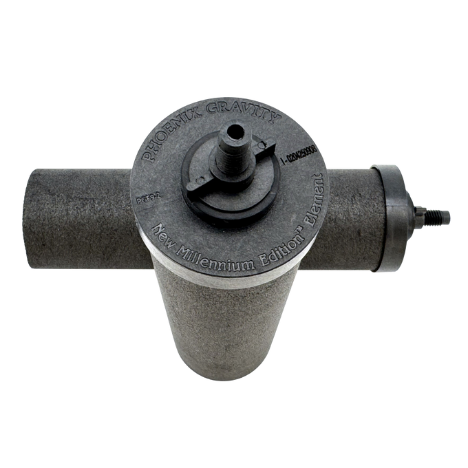Close-up of a black synthetic gravity water filter element with embossed markings, designed for Appliances, Water Heating and Treatment, Berkey Water Filters, Best Sellers, and Promo Eligible collections.