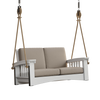 Handcrafted 6 ft porch swing with soft beige cushions, durable painted cypress frame, suspended by sturdy rope, perfect for Home & Decor, Outdoor Furniture, USA Made, Amish Made, and Best Sellers collections.