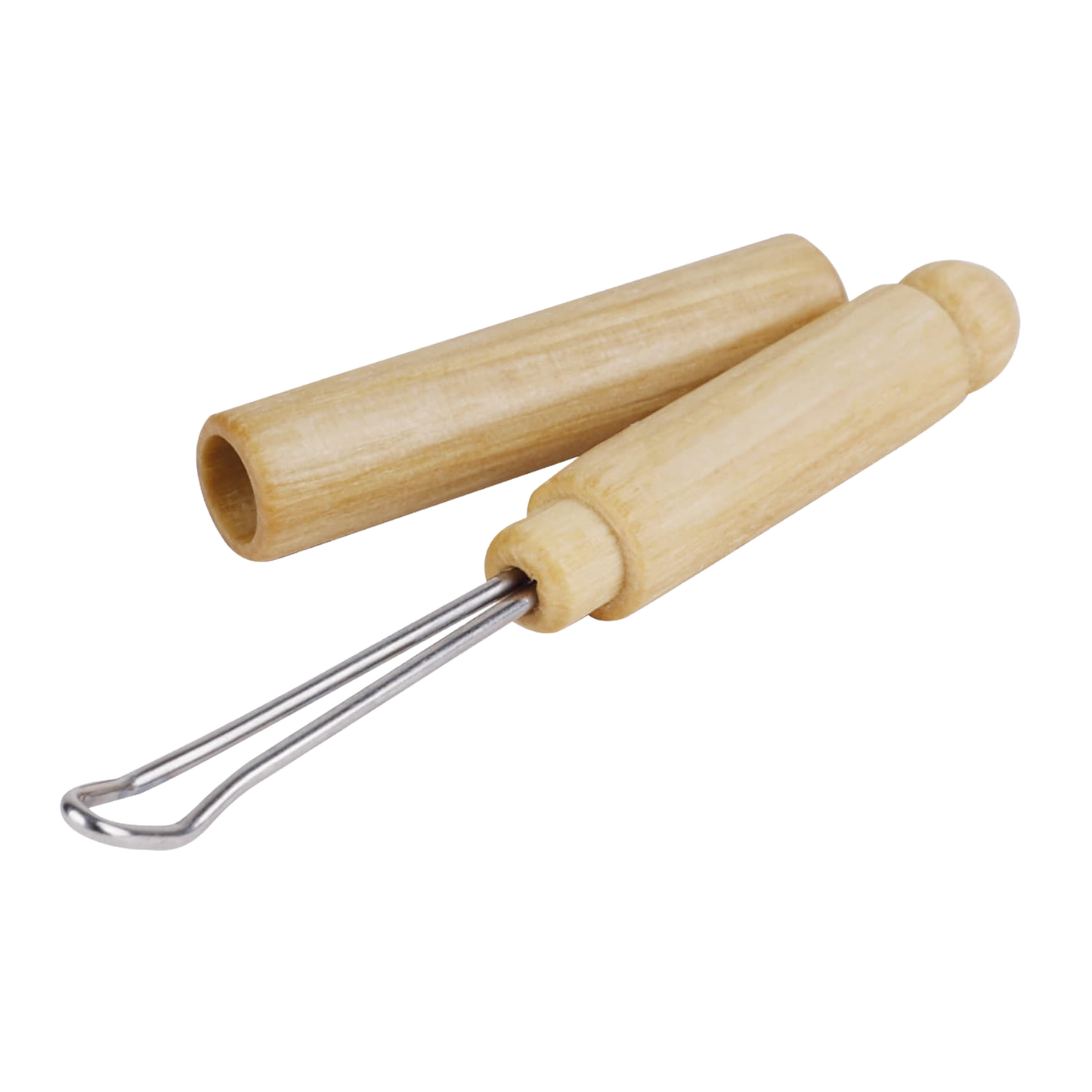 Reusable ear cleaning tool featuring a smooth wooden handle and medical-grade stainless steel loop, designed for safe wax removal; included in Health & Wellness, Grooming and Personal Hygiene, Best Sellers, and Promo Eligible collections.