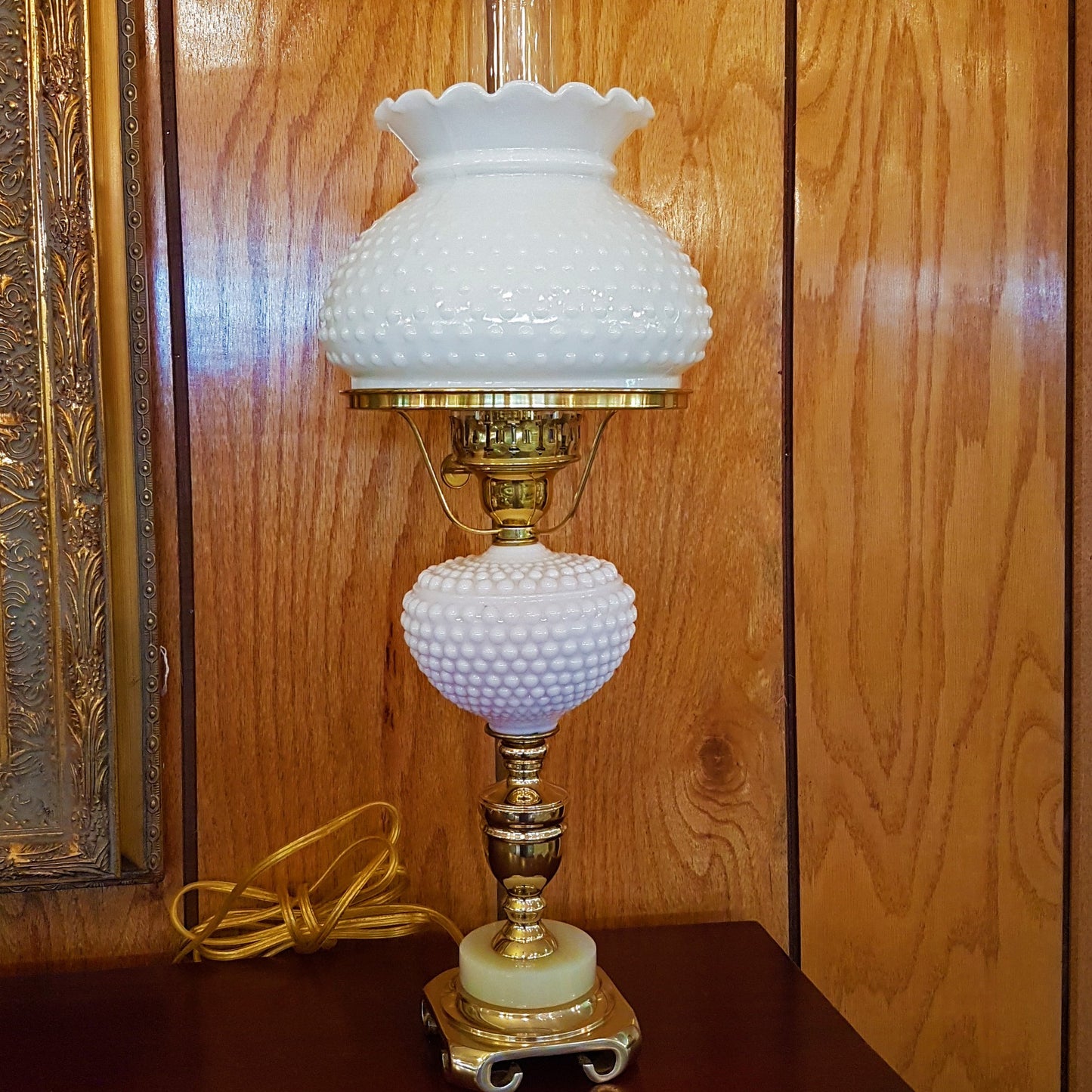Handcrafted opal hobnail glass shade with ruffled edge, designed for lamps & lighting, parts and accessories, lamp shades, best sellers, and promo eligible collections.