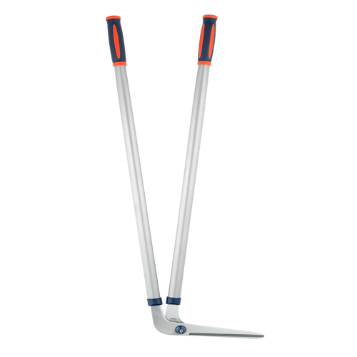 Garden edging shears with sharp blades and durable tubular steel handles featuring navy and orange grips, ideal for precise lawn and flowerbed trimming in farm and garden care.