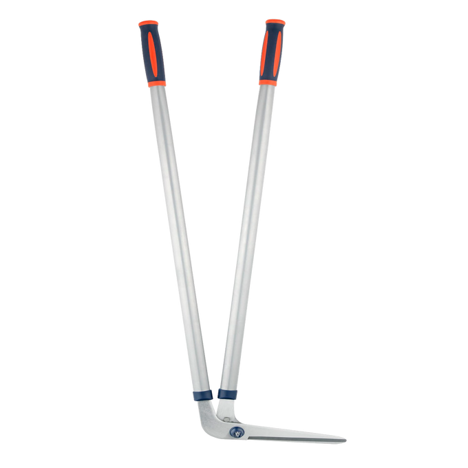 Garden edging shears with sharp blades and durable tubular steel handles featuring navy and orange grips, ideal for precise lawn and flowerbed trimming in farm and garden care.