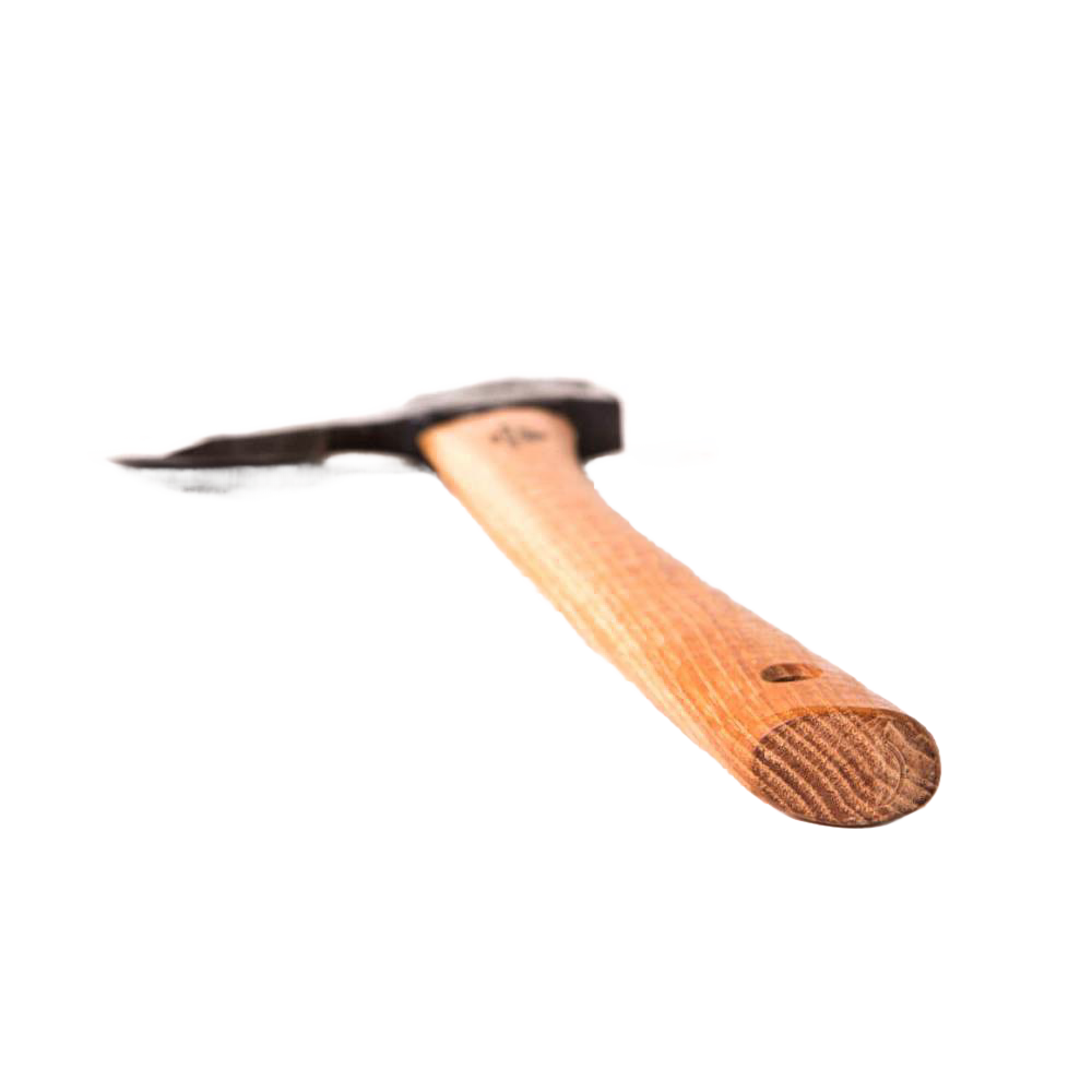 Double-sided broad axe with a hand-forged steel head and a smooth wooden handle, designed for precise timber work, featured in Farm, Garden & Tool and Wood Cutting collections.