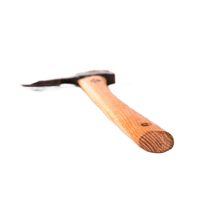 Double-sided broad axe with a hand-forged steel head and a smooth wooden handle, designed for precise timber work, featured in Farm, Garden & Tool and Wood Cutting collections.