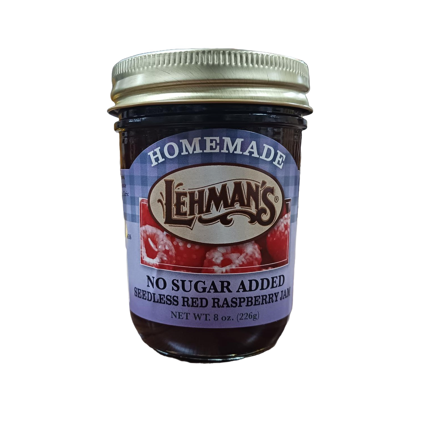Handcrafted jar of Lehman's no sugar added seedless red raspberry jam featuring all-natural ingredients, made in USA, ideal for Kitchen & Food, Peanut Butter & Jellies, and Best Sellers collections.