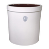 Handcrafted 3-gallon stoneware crock with smooth off-white exterior and dark brown glazed interior, marked with a blue number 3, made in USA, ideal for Kitchen & Food, Food Preservation, and Fermenting collections.