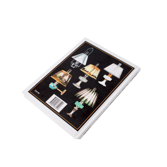 Back cover of a handcrafted hardcover book featuring detailed color illustrations of various vintage lamps, ideal for Toys, Books & Games, Heritage and Lifestyle Books, Best Sellers, and Promo Eligible collections.