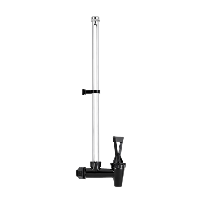 Clear glass tube spigot with black plastic base and lever for monitoring water levels in Berkey water filters, featured in Appliances, Water Heating and Treatment, and Best Sellers collections.