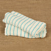Set of two durable, double-layered dishcloths in white with aqua stripes, made in USA with a thick, absorbent poly-cotton blend, perfect for Kitchen Textiles and Best Sellers collections.