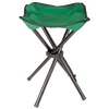 Compact three-legged green camping stool with sturdy metal frame and fabric seat, ideal for outdoor use in farming, gardening, and camping, featured in best sellers and promo collections.