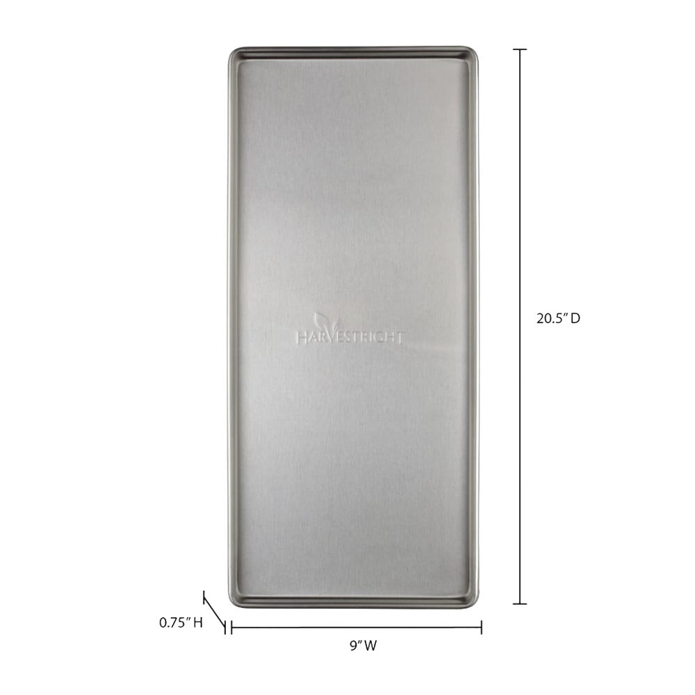 Stainless steel freeze dryer tray with raised edges for efficient food drying and prep, compatible with Harvest Right freeze dryers, featured in Kitchen & Food, Food Preservation, Drying, Best Sellers, and Promo Eligible collections.