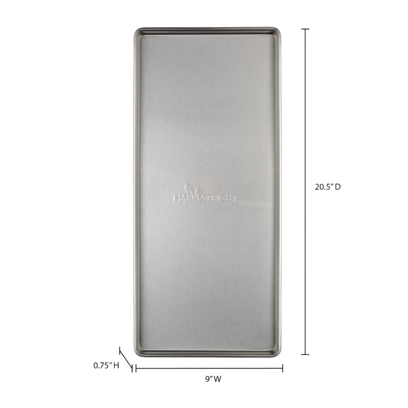 Stainless steel freeze dryer tray with raised edges for efficient food drying and prep, compatible with Harvest Right freeze dryers, featured in Kitchen & Food, Food Preservation, Drying, Best Sellers, and Promo Eligible collections.
