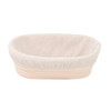 Handmade oval rattan bread proofing basket with a removable natural cloth liner, designed for even dough rising in Kitchen & Food, Baking Supplies, and Bread Making collections.