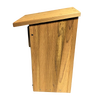 Handcrafted screech owl and kestrel nest box made in the USA from durable kiln-dried cedar with a front opening for easy cleanout, ideal for farm and garden use.