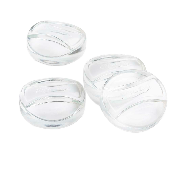 Set of four clear, handmade, food-safe glass weights designed to keep food submerged during fermenting, dishwasher safe, ideal for Kitchen & Food, Food Preservation, Fermenting and Pickling, Best Sellers, and Promo Eligible collections.