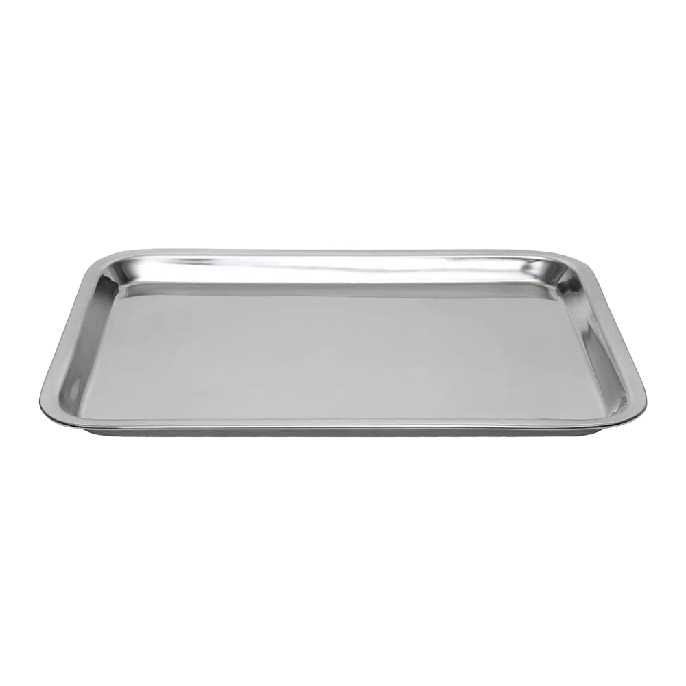 Heavy-duty, handcrafted stainless steel cookie sheet with rust-resistant mirror finish and half-inch edges, ideal for Kitchen & Food, Baking Supplies, Holiday Hosting, and Cookware collections.