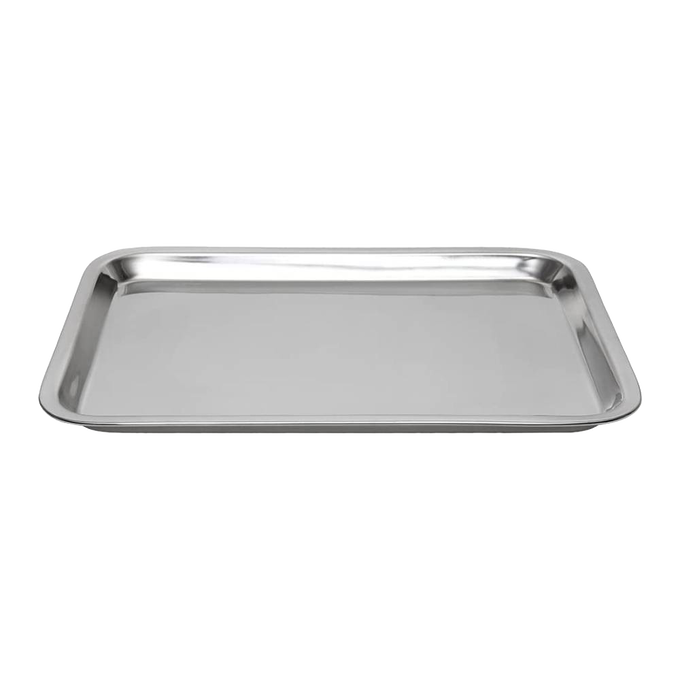 Heavy-duty, handcrafted stainless steel cookie sheet with rust-resistant mirror finish and half-inch edges, ideal for Kitchen & Food, Baking Supplies, Holiday Hosting, and Cookware collections.
