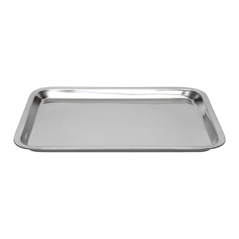Heavy-duty, handcrafted stainless steel cookie sheet with rust-resistant mirror finish and half-inch edges, ideal for Kitchen & Food, Baking Supplies, Holiday Hosting, and Cookware collections.