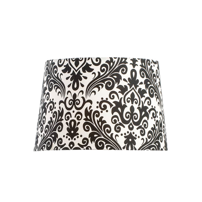 Black and white damask cloth lamp shade with an elegant pattern, designed to fit Aladdin oil lamps, featured in Lamps & Lighting, Lamp Shades, Parts and Accessories, Best Sellers, and Promo Eligible collections.