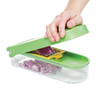 Handcrafted green and clear veggie chopper with diced red onions collected in a clear container, designed for easy food prep in Kitchen & Food, Food Prep, Choppers and Cutters, Kitchen Gadgets collections.