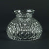 Clear glass lamp shade with a diamond quilt pattern and scalloped top edge, designed as an oil lamp accessory; featured in Lamps & Lighting, Lamp Shades, and Parts and Accessories collections.