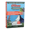 Box of Olbas sugar-free black currant lozenges with vitamin C, highlighting cough relief, sore throat soothing, and menthol cough suppressant, featured in health collections.