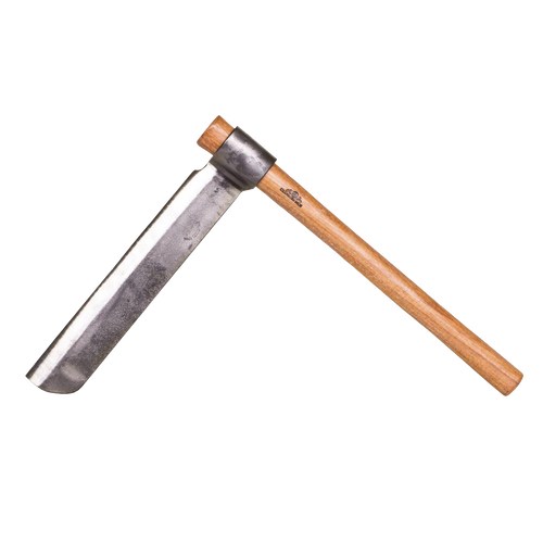 Hand-forged splitting froe with a smooth wooden handle and wide metal blade, designed for fine wood splitting, featured in Farm, Garden & Tool and Wood Cutting and Hauling collections.