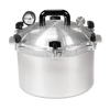 Heavy-duty aluminum pressure canner with secure locking lid, black handle, and pressure gauge, designed for safe food preservation in Farm, Garden & Tool and Kitchen & Food collections.
