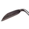 Close-up of a robust, narrow steel blade with a curved edge on a short-handled hand weeder, designed for precise weed removal in tight garden spaces, featured in Farm, Garden & Tool and Digging and Cultivating collections.