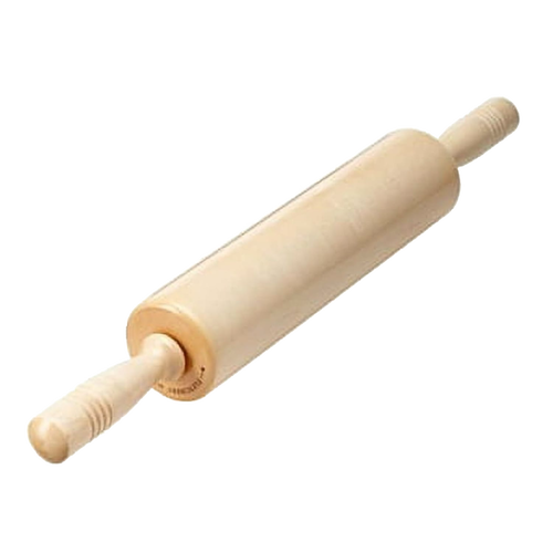 Handcrafted 12-inch traditional maple rolling pin with extra-long comfortable handles, made in USA, ideal for Kitchen & Food, Cookware, Baking Supplies, USA Made, Best Sellers, and Promo Eligible collections.