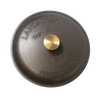 Handcrafted cast iron skillet lid with smooth finish and solid brass knob, embossed with Lancaster Pennsylvania USA and No 8, perfect for Kitchen & Food, Cast Iron, USA Made, and Best Sellers collections.