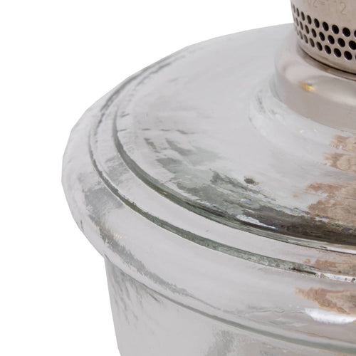 Handcrafted clear glass oil lamp font with polished metal burner, designed for bright, space-saving lighting in Farm, Garden & Tool, Lamps & Lighting, Emergency Supplies, and Oil Lamps collections.
