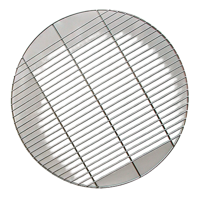 Round chrome-plated steel grill grate with heavy-duty wire construction and three sturdy crossbars, suitable for fire pits and outdoor grilling in Farm, Garden & Tool, Camping, and Grilling collections.