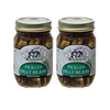 Two jars of handcrafted pickled dilly beans with metal lids, featuring Amish-style labeling; a USA made pantry favorite in Kitchen & Food and Best Sellers collections.