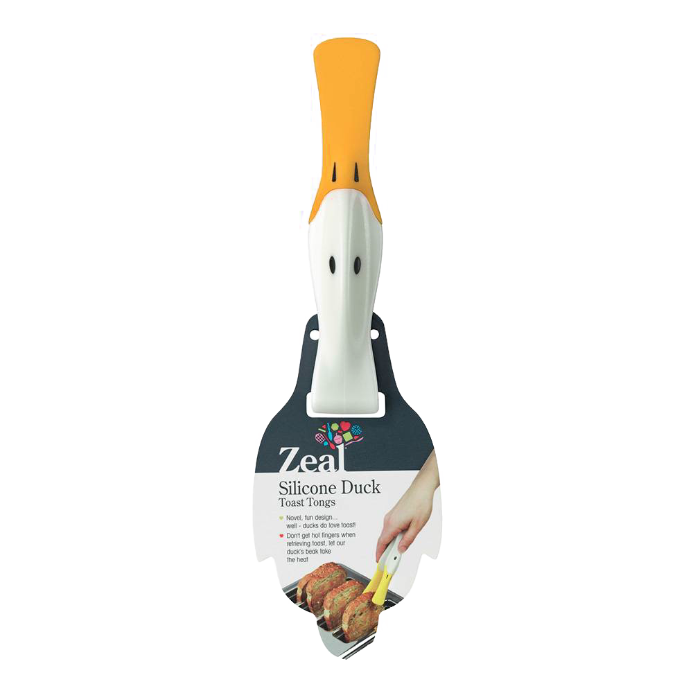 Duck-shaped toast tongs with a heat-resistant silicone beak, crafted for safe and easy toast retrieval, featured in Kitchen Gadgets, Kitchen Accessories, and Best Sellers collections.
