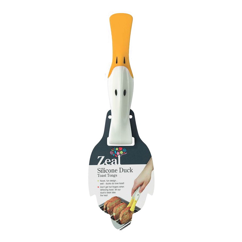 Duck-shaped toast tongs with a heat-resistant silicone beak, crafted for safe and easy toast retrieval, featured in Kitchen Gadgets, Kitchen Accessories, and Best Sellers collections.