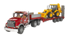 Bruder Toys MACK Granite Truck with Lowboy Trailer & JCB 4CX Backhoe Loader