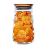Glass jar filled with dried apricots sealed with a handcrafted acacia wood lid featuring an airtight rubber seal, ideal for Kitchen & Food and Storage collections.