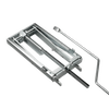 Adjustable metal grate accessory with spring mechanism and crank handle, designed for modifying firebox height in wood stoves, featured for Stoves, Cookstoves, Hearth Accessories collections.