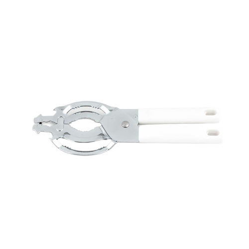 Durable chromed steel jar and bottle opener with white handles, designed for effortless lid removal, ideal for Kitchen & Food, Kitchen Gadgets, and Best Sellers collections.
