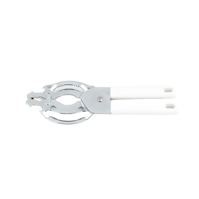 Durable chromed steel jar and bottle opener with white handles, designed for effortless lid removal, ideal for Kitchen & Food, Kitchen Gadgets, and Best Sellers collections.