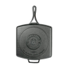 Square cast iron grill pan with a slim handle and embossed Blacklock logo, featuring a triple-seasoned surface for durable, nonstick cooking, made in USA, ideal for Kitchen & Food and Cookware collections.