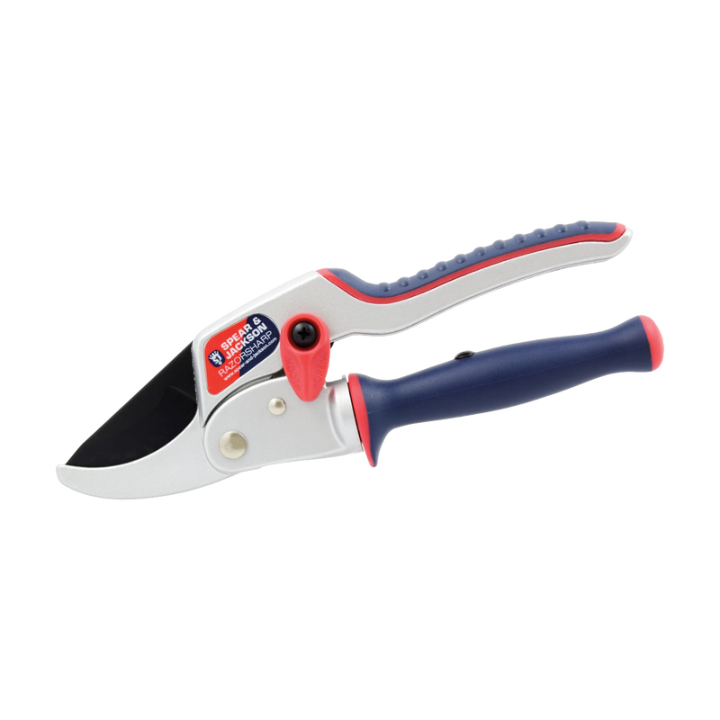 Ergonomic ratchet anvil pruners with twist handle featuring cushioned grips and durable steel blade, ideal for Farm, Garden & Tool, Garden Accessories, and Lawncare collections.